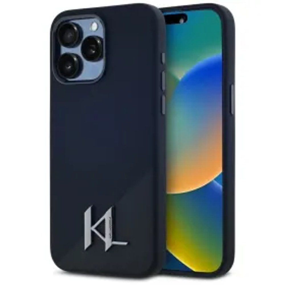 KARL LAGERFELD pouzdro pro IPHONE 15 Pro Max kompatibilní s MagSafe KLHMP15XSCMKMPCK (Silicone Initial Metal Logo) černé