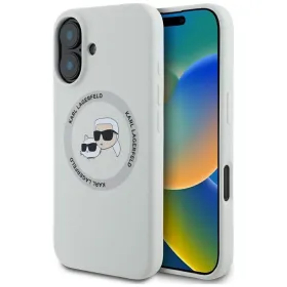 KARL LAGERFELD pouzdro pro IPHONE 16 kompatibilní s MagSafe KLHMP16SSKCHTCE (Silicone KC Heads) beige