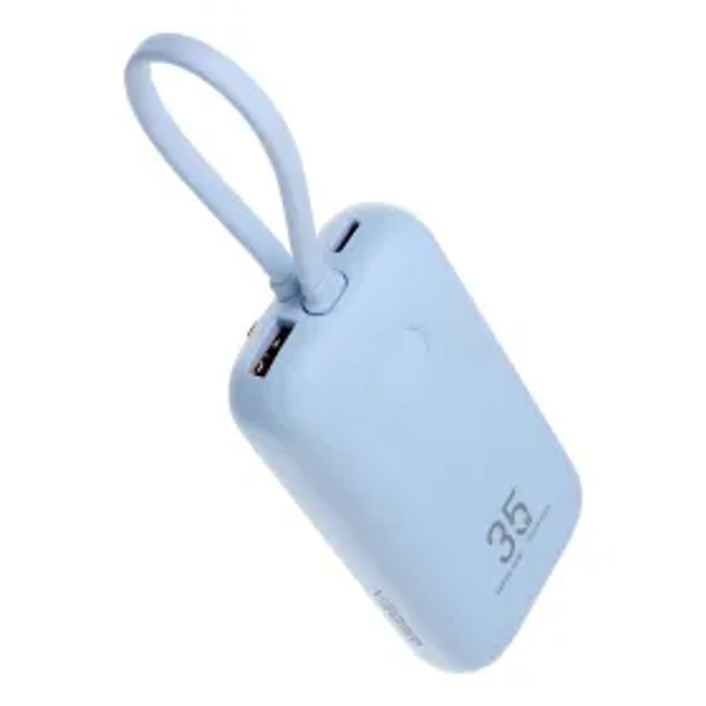 VEGER powerbanka 10000 mAh s vestavěnými kabely Type C / Lightning PD QC3.0 35W K1 (W1188) nebesky modrá