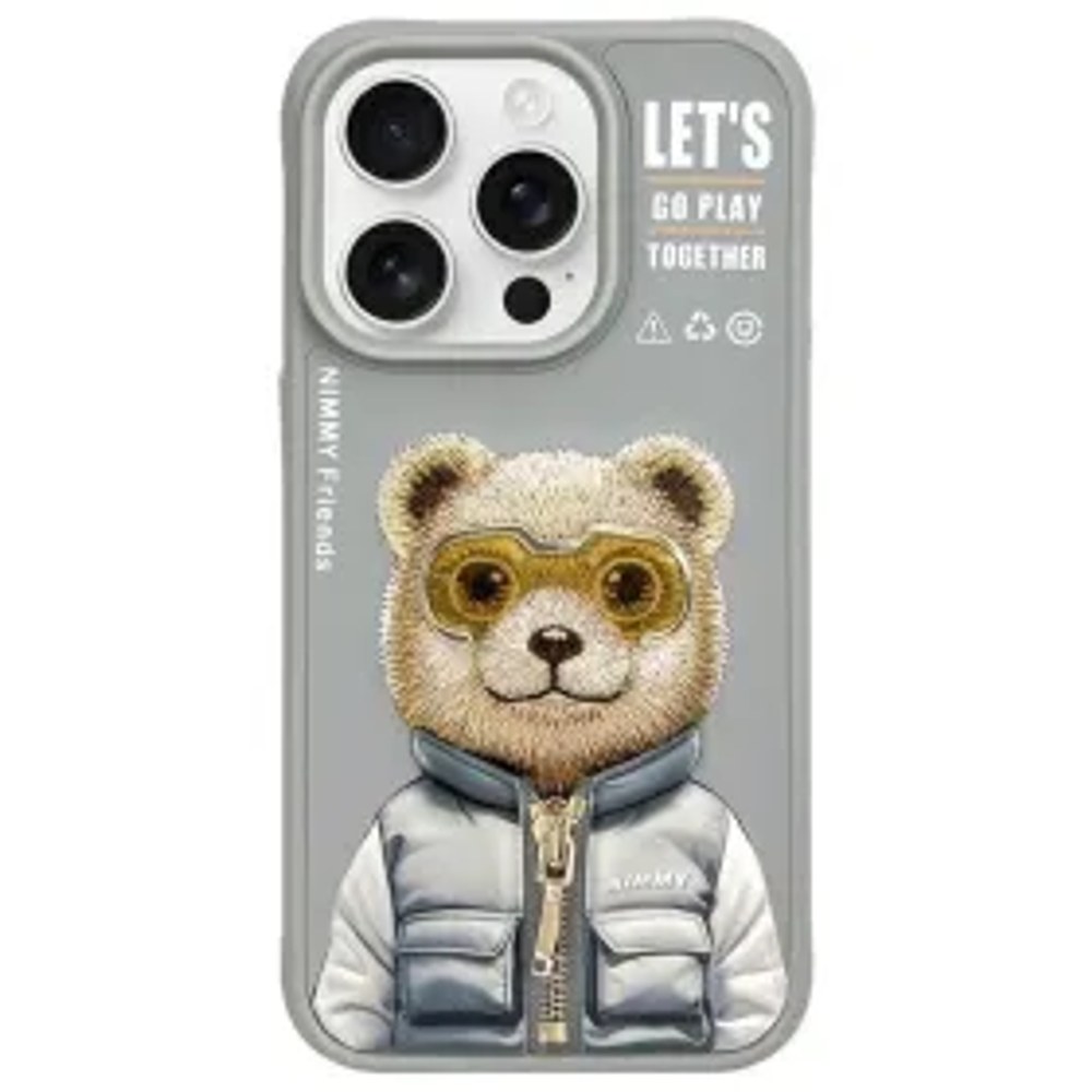 NIMMY pouzdro COOL&CUTE 2.0 Bear pro IPHONE 15 Pro šedé
