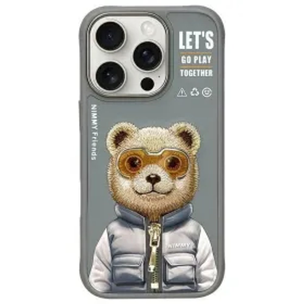 NIMMY pouzdro COOL&CUTE 2.0 Bear pro IPHONE 16 Pro šedé