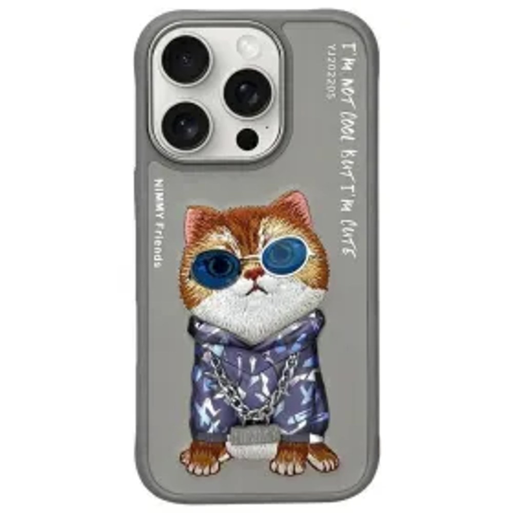 NIMMY pouzdro GLASSES COOL CAT pro IPHONE 16 Pro Max šedé