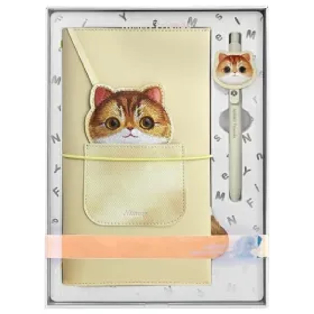 NIMMY set 2v1 zápisník + pero BIG EYED PET 2.0 Cat khaki