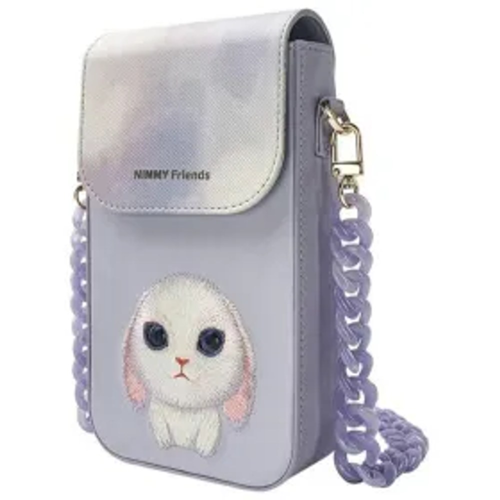 NIMMY set 3v1 taška na telefon + peněženka + kryt GPS BIG EYED PET 2.0 Rabbit fialová