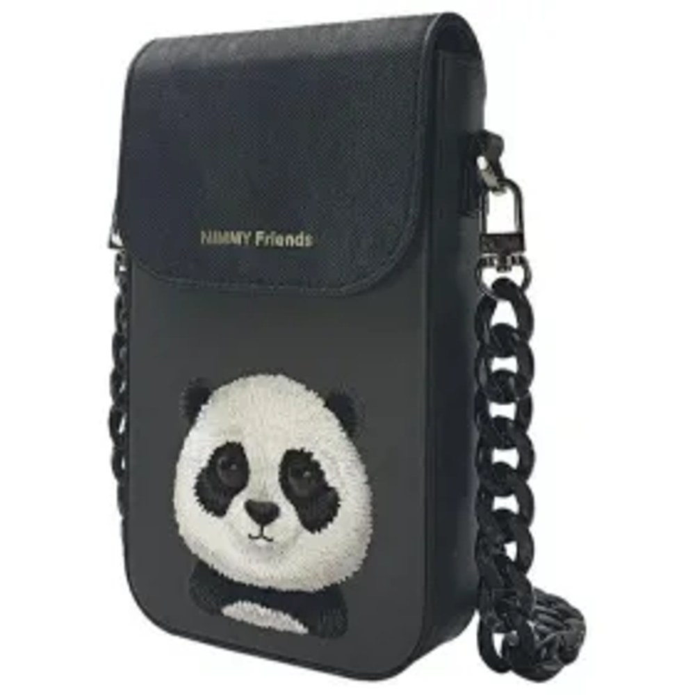 NIMMY set 3v1 taška na telefon + peněženka + kryt GPS BIG EYED PET 2.0 Panda černá