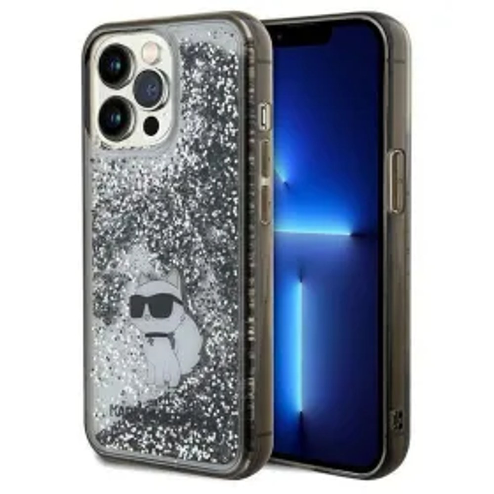 Originální čelní kryt KARL LAGERFELD KLHCP13XLKCNSK pro iPhone 13 Pro Max (Liquid Glitter C / transparentní)