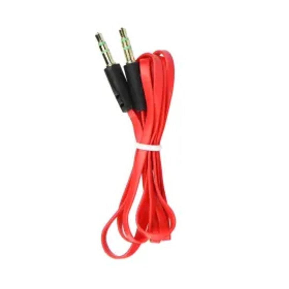 Kabel AUX 3,5mm Jack červený plochý