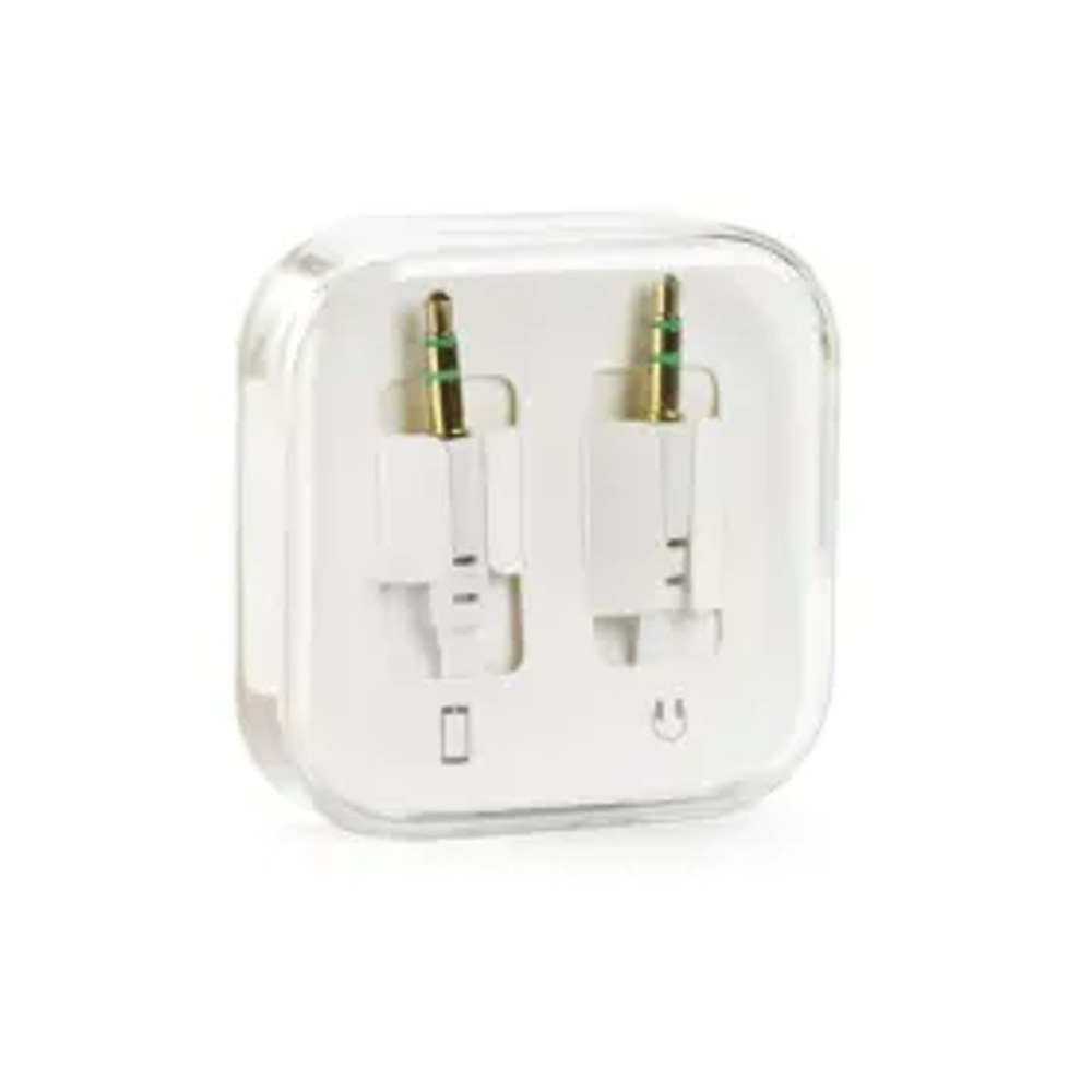 Plochý AUX kabel 3,5mm Jack bílý 1m BOX