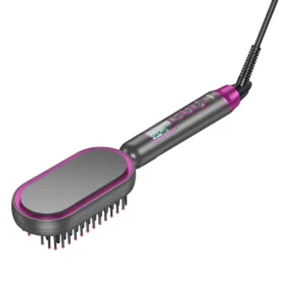 Elektrický hřeben na rovnání vlasů HOCO s digitálním displejem HP44 rose red