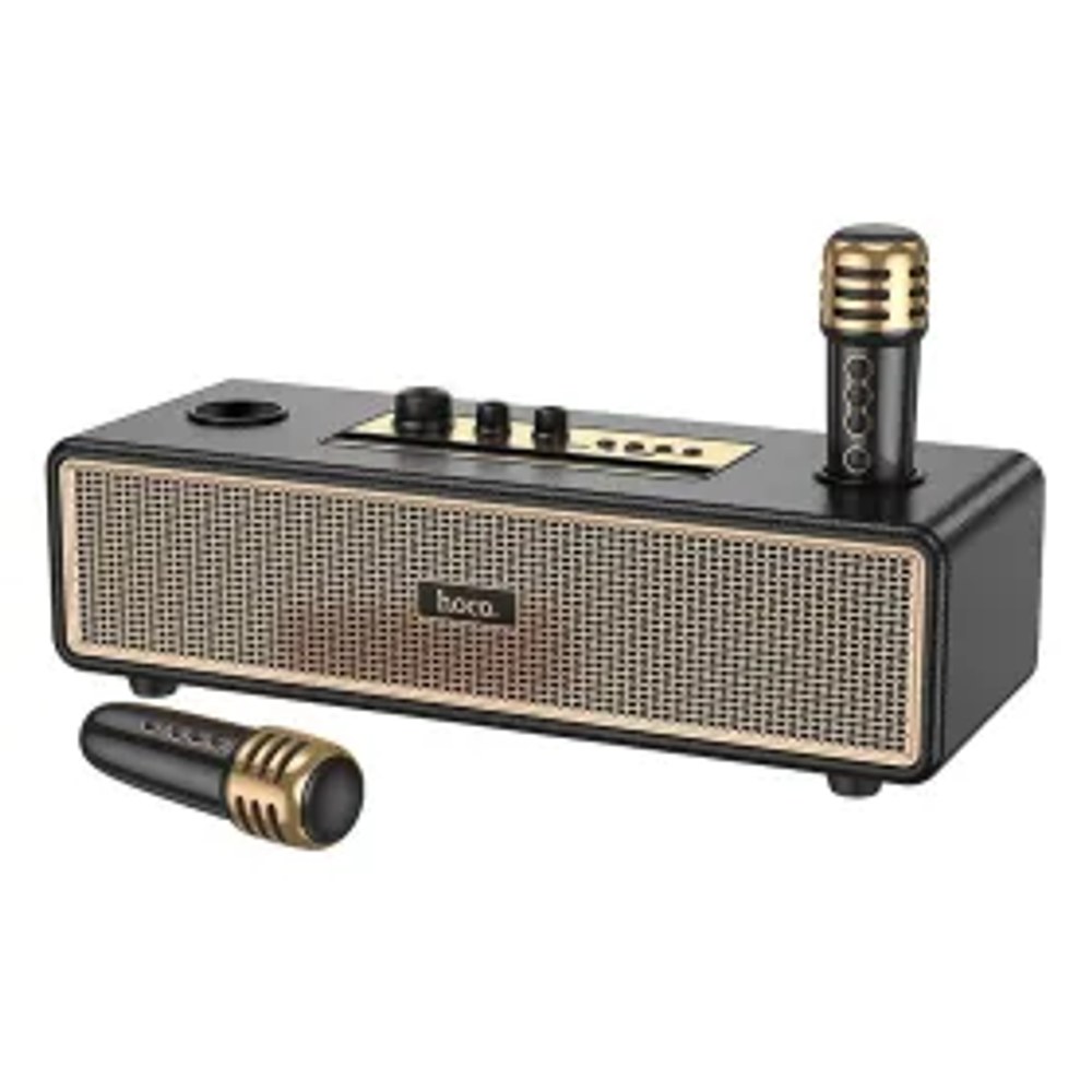 HOCO reproduktor bluetooth + 2 x bezdrátový mikrofon BS63 černý