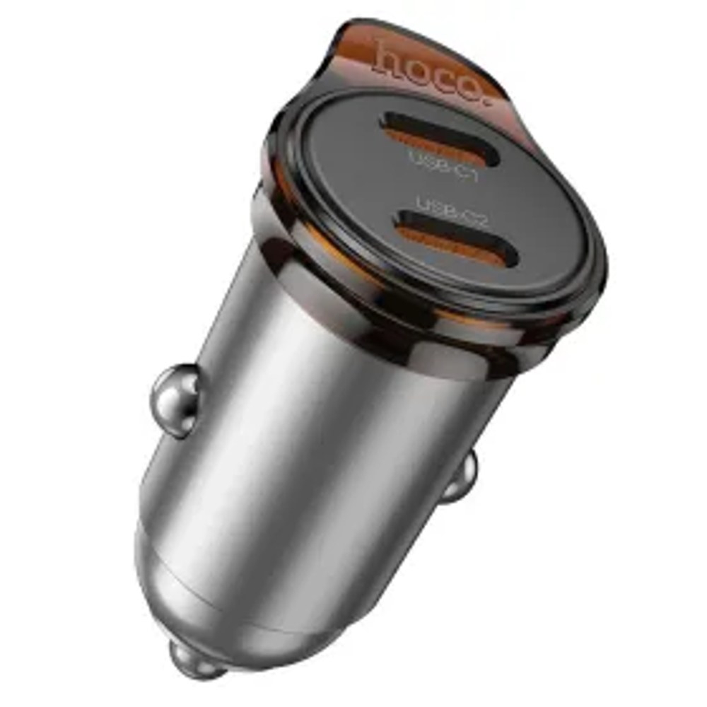 Nabíječka do auta HOCO 2 x Type C PD QC3.0 45W NZ16B kovově šedá